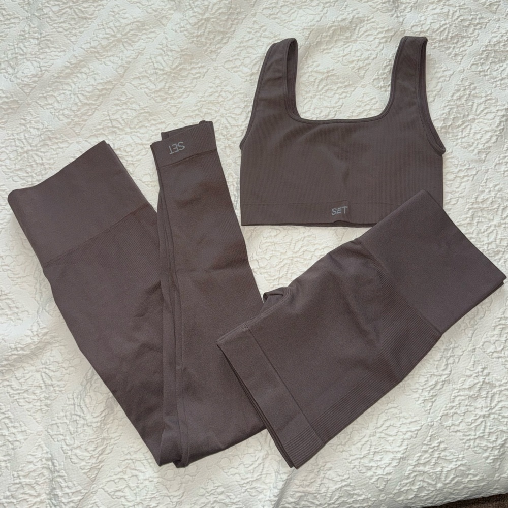 SET Active Sculptflex Leggings & Biker Shorts Set in Pepper Size Small